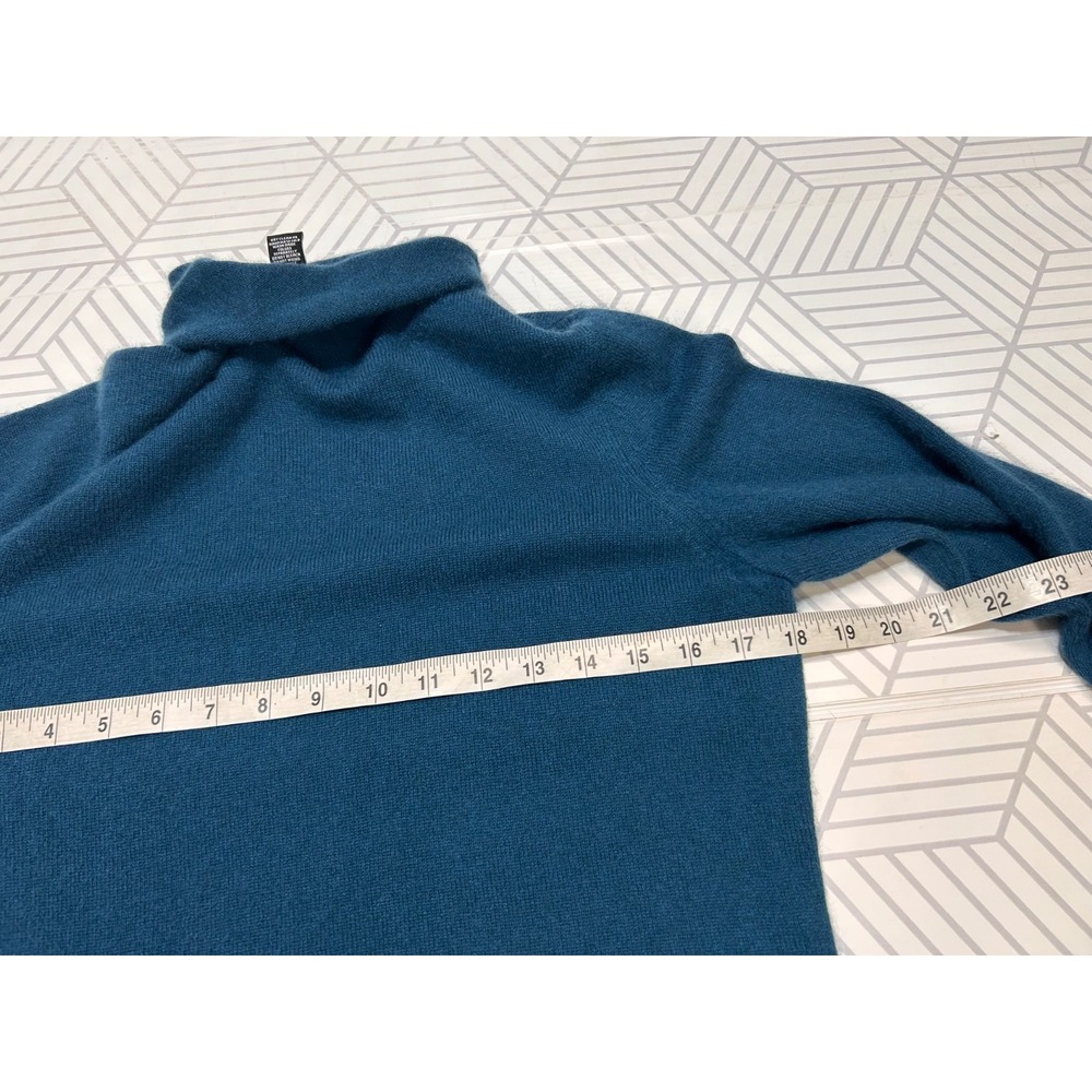 McDuff 100% Cashmere Teal Mock Neck Women's size M Pullover Sweater a5 - Picture 4 of 7